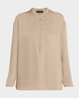 Emporio Armani Button-Down Twill Crepe Shirt