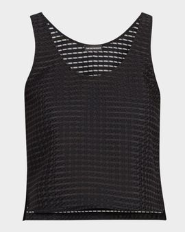 Emporio Armani Cropped Gingham Jacquard Top