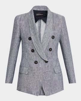 Emporio Armani Double-Breasted Linen Chambray Blazer