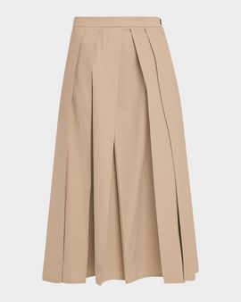 Emporio Armani Eagle Club Poplin Pleated Midi Skirt