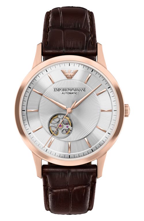 Emporio Armani Emporio Armani Archetipo Automatic Leather Strap Watch