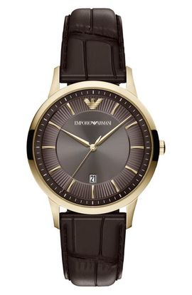 Emporio Armani Emporio Armani Archetipo Leather Strap Watch, 39mm