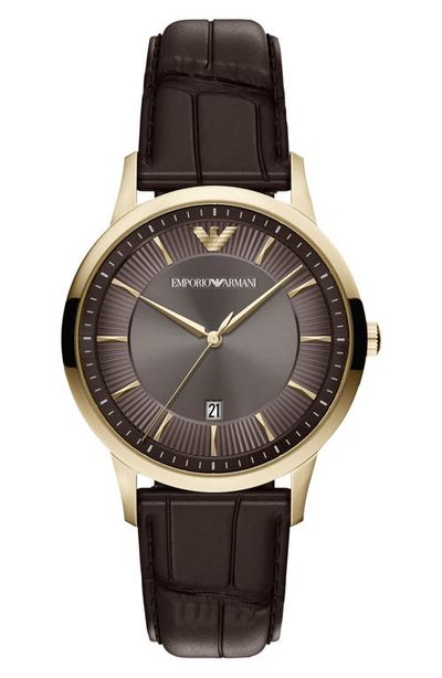Emporio Armani Emporio Armani Archetipo Leather Strap Watch, 39mm
