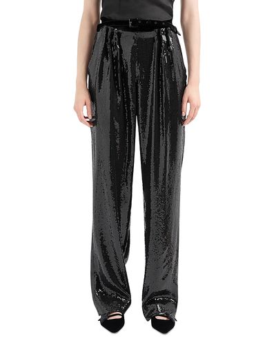 Emporio Armani Emporio Armani Belted Micro Sequin Trousers