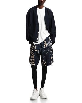 Emporio Armani Emporio Armani Bermuda Palm Leaf Linen Blend Shorts