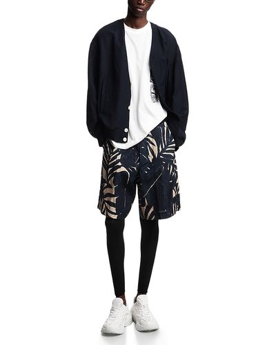 Emporio Armani Emporio Armani Bermuda Palm Leaf Linen Blend Shorts