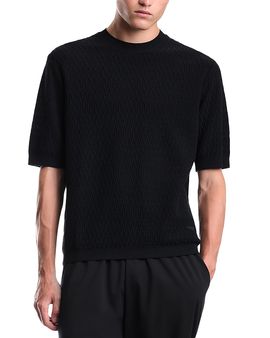 Emporio Armani Emporio Armani Chevron Jacquard Short Sleeve Cotton Sweater