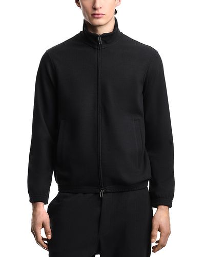 Emporio Armani Emporio Armani Chevron Motif Interlock Zip Up Sweatshirt