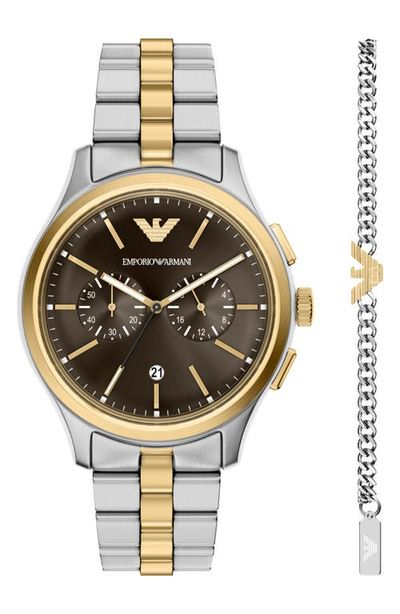 Emporio Armani Emporio Armani Chronograph Two-Tone Bracelet Watch Set, 42mm