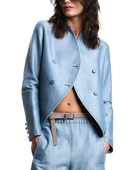Emporio Armani Emporio Armani Cotton Blend Denim Metal Look Blazer