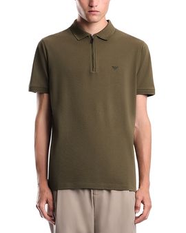 Emporio Armani Emporio Armani Cotton Pique Zip Polo Shirt