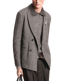 Emporio Armani Emporio Armani Double Breasted Cotton Blend Mouline Jersey Blazer