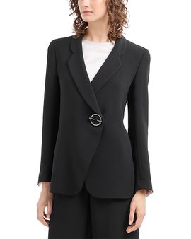 Emporio Armani Emporio Armani Front Metal Closure Crepe Cady Blazer
