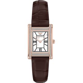 Emporio Armani Emporio Armani Genni Mother-of-Pearl Leather Strap Tank Watch, 22mm x 32mm