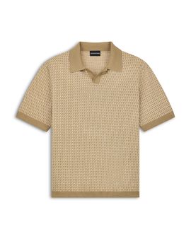 Emporio Armani Emporio Armani Geometric Jacquard Knit Wool Polo Shirt