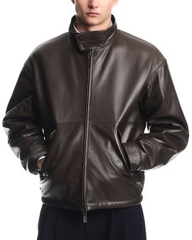 Emporio Armani Emporio Armani Leather Stand Collar Zip Blouson Jacket