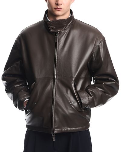 Emporio Armani Emporio Armani Leather Stand Collar Zip Blouson Jacket