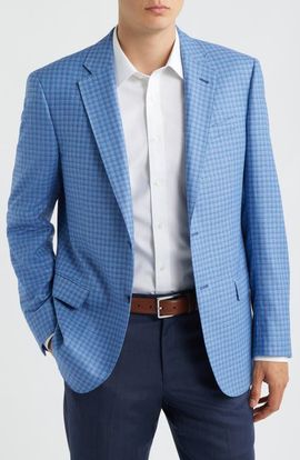 Emporio Armani Emporio Armani Light Blue Shadow Check Virgin Wool Sport Coat