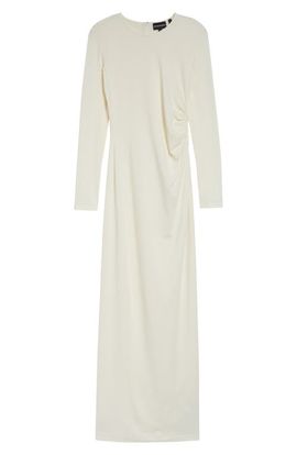 Emporio Armani Emporio Armani Long Sleeve Jersey Ruched Maxi Dress