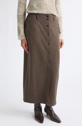 Emporio Armani Emporio Armani Melange Button Midi Skirt