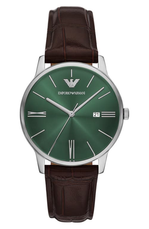 Emporio Armani Emporio Armani Minimalist Leather Strap Watch, 39mm