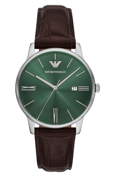 Emporio Armani Emporio Armani Minimalist Leather Strap Watch, 39mm