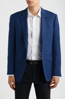 Emporio Armani Emporio Armani Navy Textured Virgin Wool Sport Coat