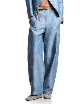 Emporio Armani Emporio Armani Oversized Cotton Blend Denim Metal Look Pants