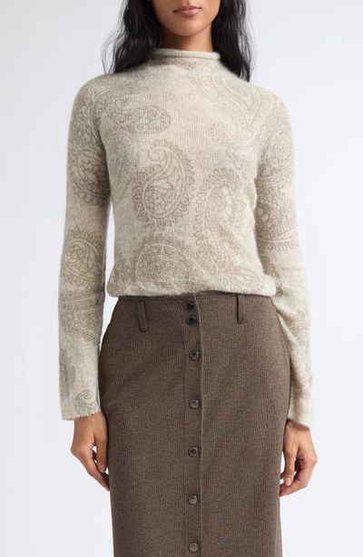 Emporio Armani Emporio Armani Paisley Print Alpaca Blend Mock Neck Sweater