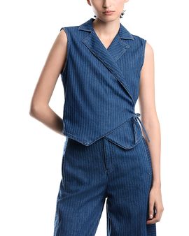 Emporio Armani Emporio Armani Pinstriped Cotton Denim Waistcoat