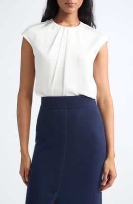 Emporio Armani Emporio Armani Pleated Twill Cap Sleeve Top