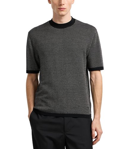 Emporio Armani Emporio Armani Regular Fit Geometric Jacquard Short Sleeve Sweater