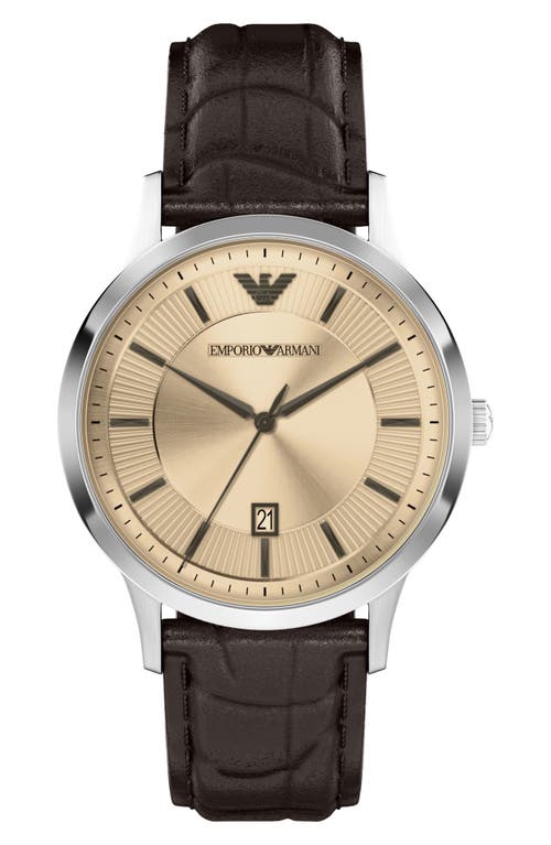 Emporio Armani Emporio Armani Renato Leather Strap Watch, 43mm