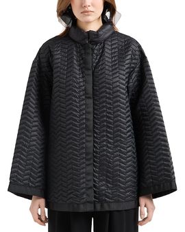 Emporio Armani Emporio Armani Reversible Lightweight Quilted Nylon Puffer Jacket with Bell Sleeves