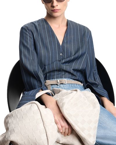 Emporio Armani Emporio Armani Striped Stretch Jacquard Denim Shirt