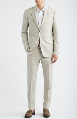 Emporio Armani Emporio Armani Tan Mélange Wool & Cotton Blend Suit