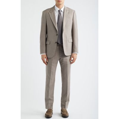 Emporio Armani Emporio Armani Tan Mélange Wool & Silk Blend Peak Lapel Suit 