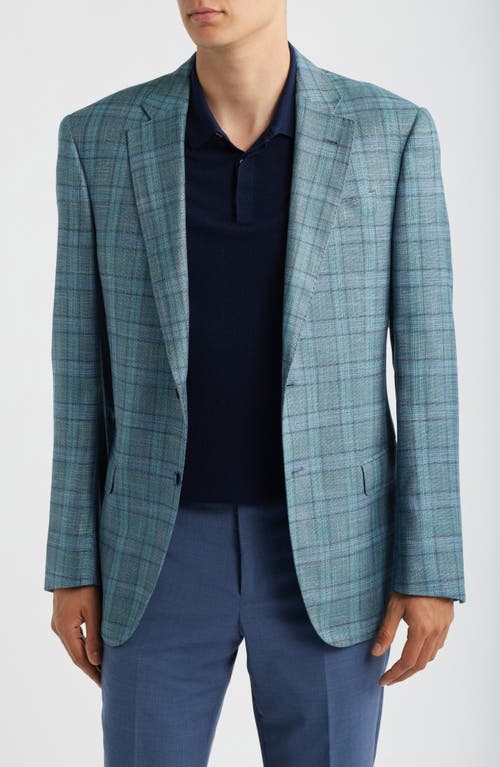 Emporio Armani Emporio Armani Teal Green Windowpane Check Sport Coat 