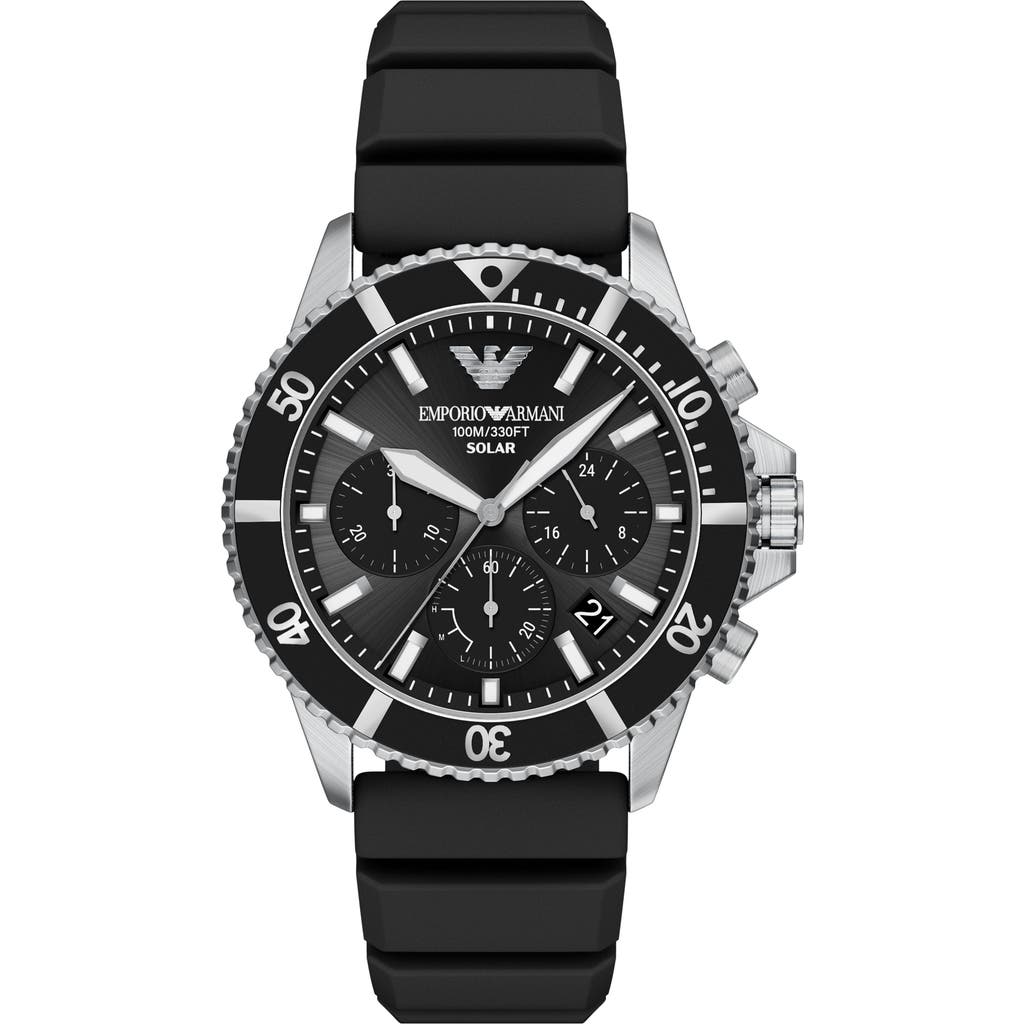 Emporio Armani Emporio Armani World Explorer Solar Chronograph Silicone Strap Watch, 43.5mm