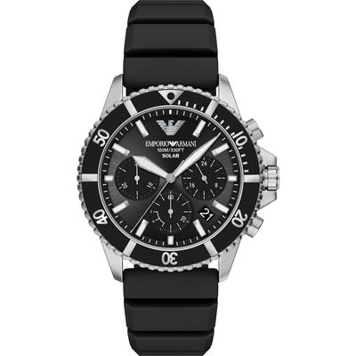 Emporio Armani Emporio Armani World Explorer Solar Chronograph Silicone Strap Watch, 43.5mm
