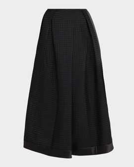 Emporio Armani Pleated Gingham Jacquard Midi Skirt