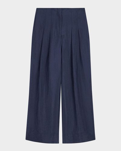 Emporio Armani Pleated Wide-Leg Crepon Trousers