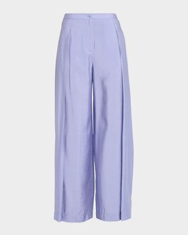 Emporio Armani Pleated Wide-Leg Viscose Trousers