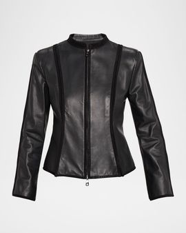 Emporio Armani Seamed Leather Jacket
