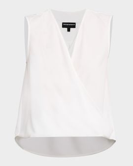 Emporio Armani Sleeveless Faux-Wrap Crepe Shell