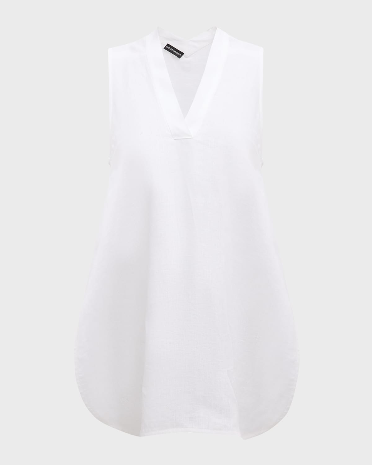 Emporio Armani Sleeveless High-Low Linen Blouse