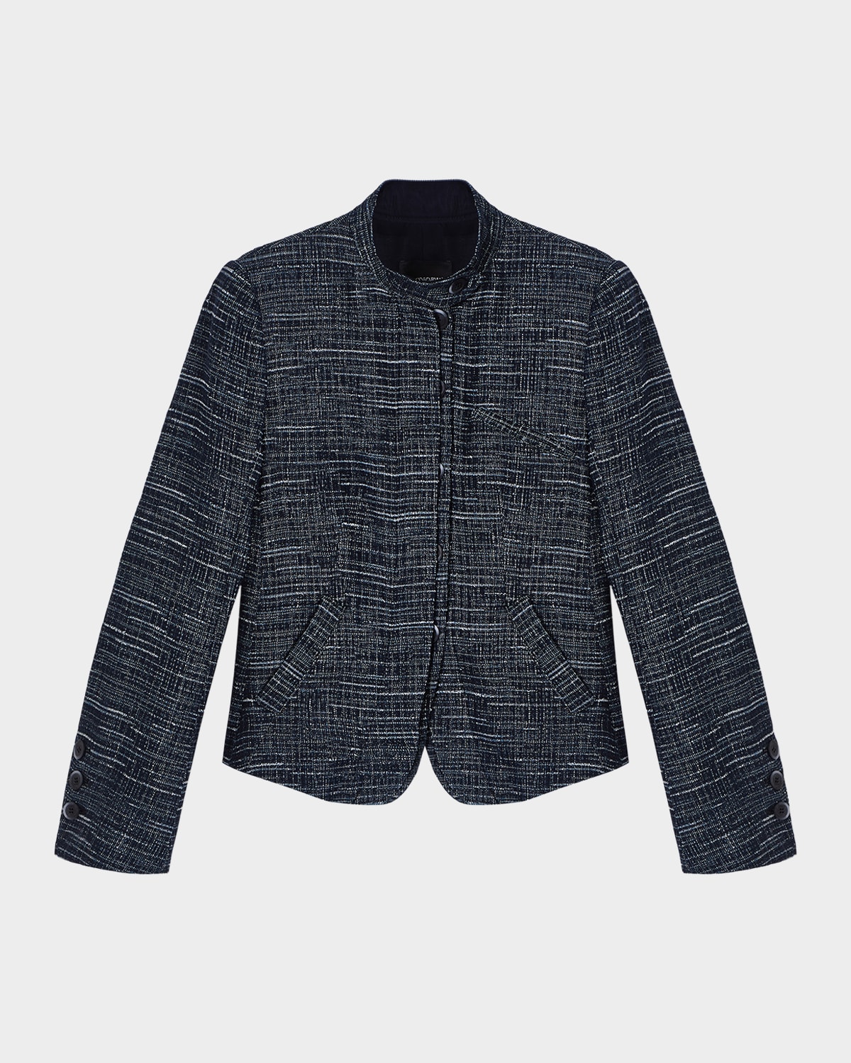 Emporio Armani Slim Denim-Effect Tweed Blazer