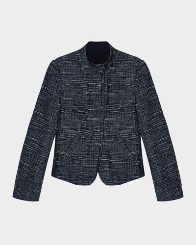 Emporio Armani Slim Denim-Effect Tweed Blazer