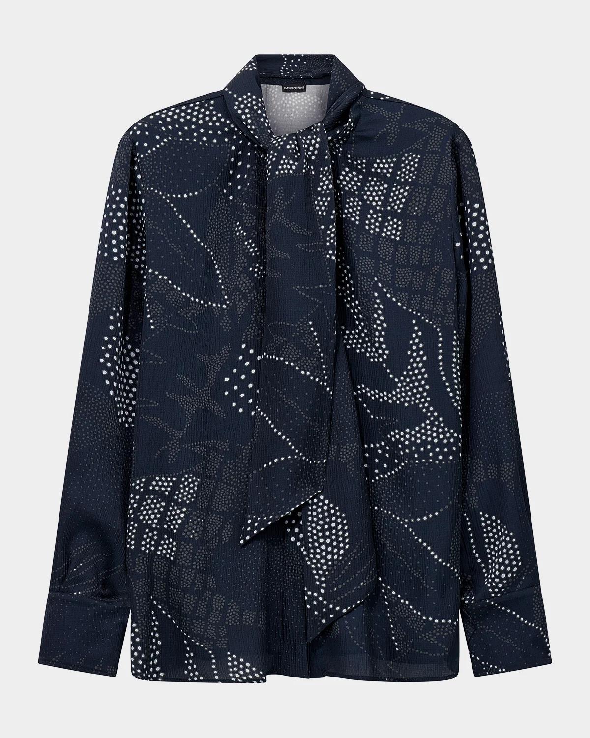 Emporio Armani Tie-Neck Abstract Creponne Shirt