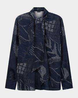 Emporio Armani Tie-Neck Abstract Creponne Shirt